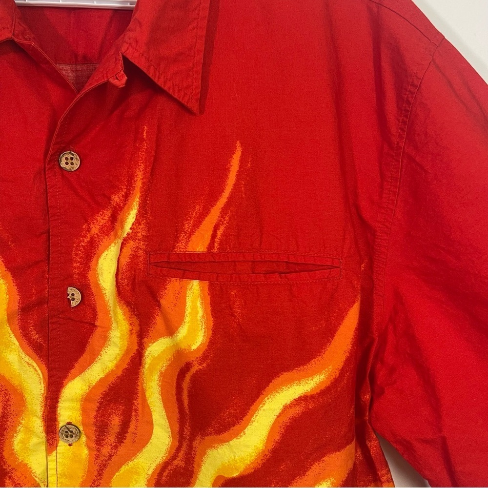 Vintage Ocean Pacific OP Hawaiian Shirt Medium Surf Sunset Beach Red Button Up - Picture 6 of 14